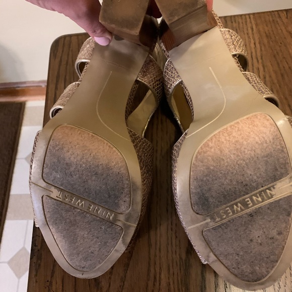 Nine West open toed faux snakeskin pumps - Picture 5 of 8